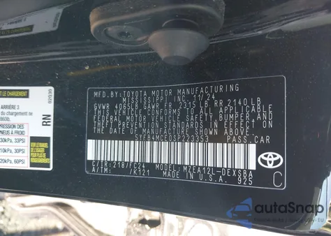 2025 Toyota Corolla Fx z USA, uszkodzony, nr VIN 5YFB4MCE0SP223353